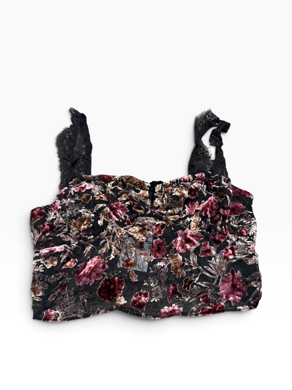 NWT Forever 21 Floral velvet lace trim camisole top